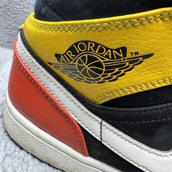 Nike Air Jordan 1 Shoes Mens 11.5 Mid Black Gym Red Yellow Sneakers 852542-087 - Picture 2 of 16